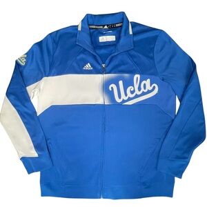 UCLA Adidas Track Jacket Womens Large Blue White Pockets Zip Lightweight Bruins